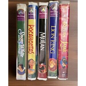 Disney VHS Lot Of 5 Snow White Pochohontas Mulan The Lion King Return Of Jafar